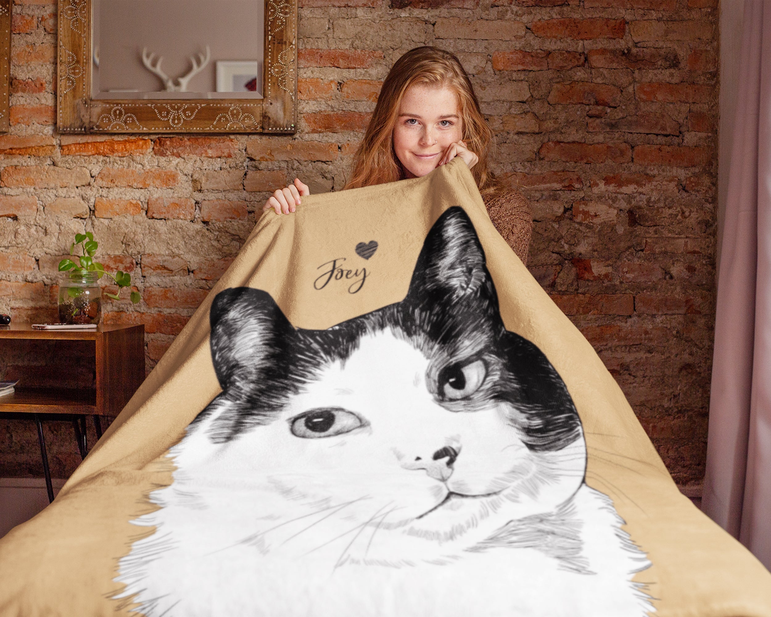 Custom Pet Blanket (Black & White Portrait)