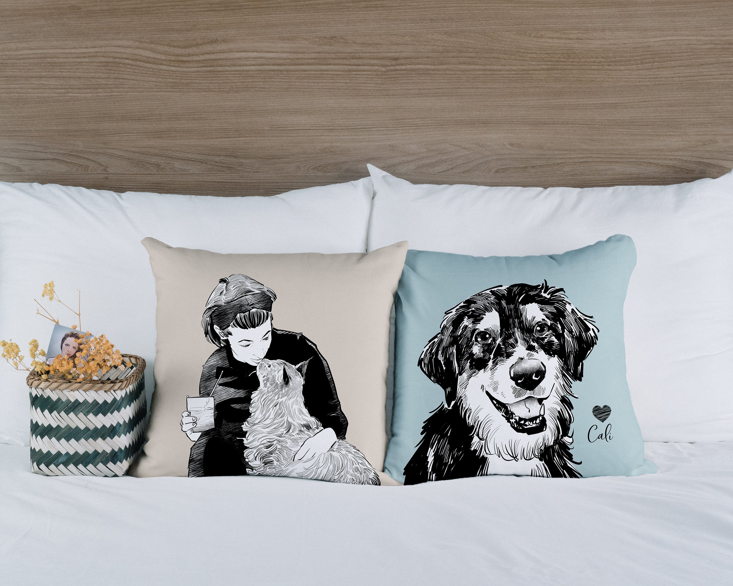 Custom Pet Pillow (Black & White Portrait)